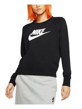 NIKE SF-12602 Women's Black Fleece Logo Graphic Active Wear Sweatshirt Plus 1X