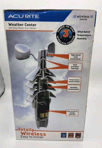 Acurite Weather Station Digital Wind Temperature Humidity Atomic Clock (3 In 1) - Picture 3 of 4