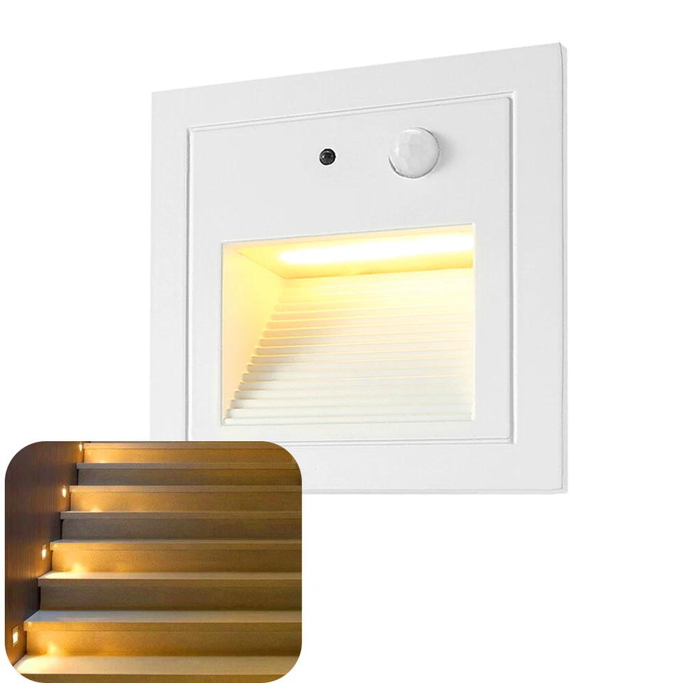 Outdoor 3W Motion-Sensor Led Step Stair Lights Footlight Recessed Corner Lamp - Image 3 of 4