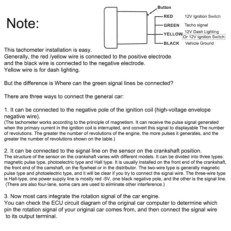 2" 52mm Digital Pointer 7 Color LED 12V 0~8000 RPM Tacho Gauge Tachometer Meter - Image 4 of 4