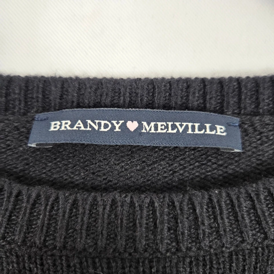 Suéter tejido Brandy Melville recortado lazo lateral manga larga pequeño mezcla de lana Foto 4 de 4