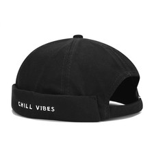 Men Docker Cap Brimless Skullcap Sailor Cap Rolled Cuff Retro Beanie Hat