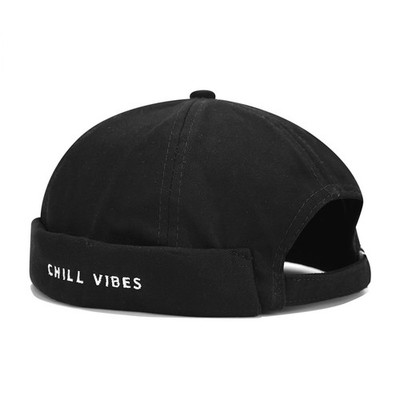 Men Docker Cap Brimless Skullcap Sailor Cap Rolled Cuff Retro Beanie Hat