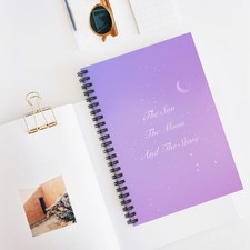 Sun Moon Stars Celestial Spiral Notebook, Ruled Lined Journal