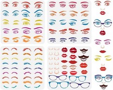 4PCS Combination Facial Features Painting Stencil 11.8X11.8 Inch Reusable Eyes N