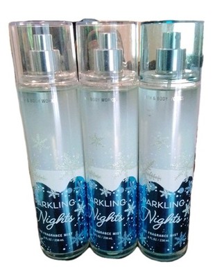 3 NEW Bath & Body Works Sparkling Nights Fine Fragrance Body Mist Spray 8 oz