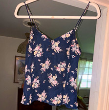 Lauren Ralph Lauren Blue Floral Silk Camisole Spaghetti Strap Top Women s 4