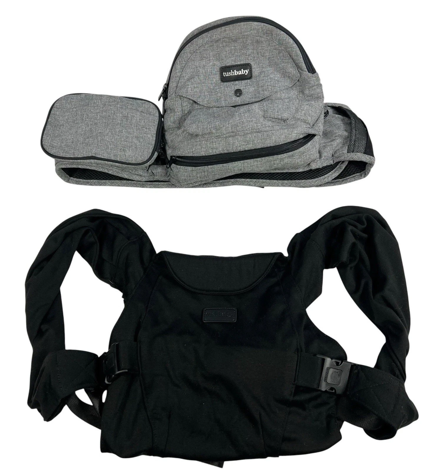 Tushbaby Safety Certified Hip Seat Baby Carrier w/ Snug Attachment Sling Grey