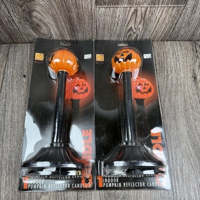 1995 Plastic Blow Mold Light Jack O Lantern Pumpkin Candle Electrics Lot Of 2