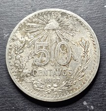 50 Centavos Silver 1907 Year Mexican Coins (1905-Now) for