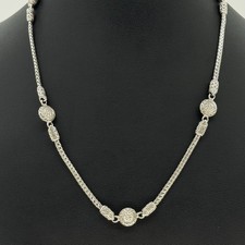 John Hardy Sterling Silver Pave Diamond Classic Chain Station Necklace 16”