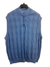Greg Norman Sweater Vest Men  s L Blue Collared 1/4 Zip Soft Knit Casual Logo