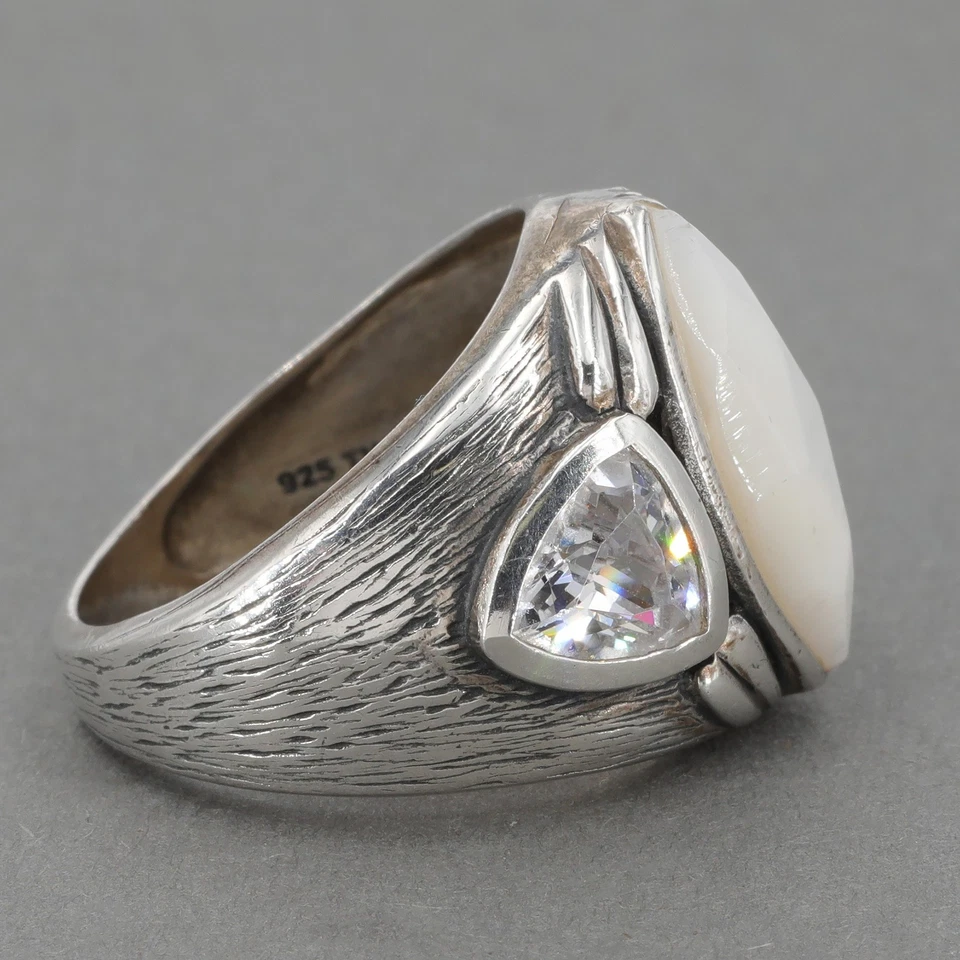 Retired Silpada Sterling Silver Mother of Pearl & CZ STARGAZER Ring R2808 Size 7 - Image 3 of 4