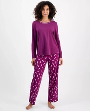 Charter Club Women's Medium Perfect Plum Long-Sleeve Jersey Pajama Set NWT