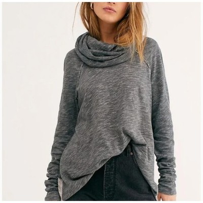 FREE PEOPLE Beach Two Body Corps Deux Cowl Neck Cotton Pullover Sweatshirt - OS