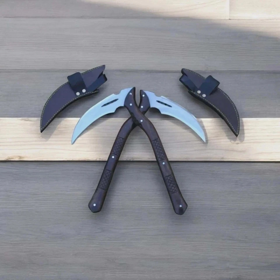 Custom Handmade Carbon Steel Blade Japanese Kama Set Hunting Kamas Camping Kama