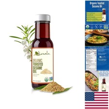 Organic Cold Pressed Toasted Sesame Oil - 8 Oz Glass Bottle for Healthy Cooking