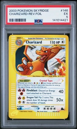 2003 POKEMON SKYRIDGE #146 CHARIZARD-REVERSE FOIL PSA 5