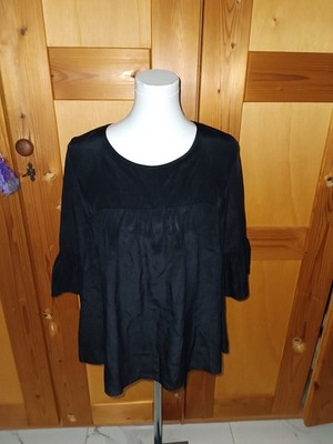 Hallhuber Seidentop Gr.36 S schwarz bluse tunika