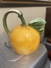 Vintage 1981 The Haldon Group Pottery Orange Shaped Pitcher 7.5" Tall