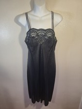 Vintage Formfit Rogers 34 Black Lace Nylon Slip Nightgown Lingerie Made In USA
