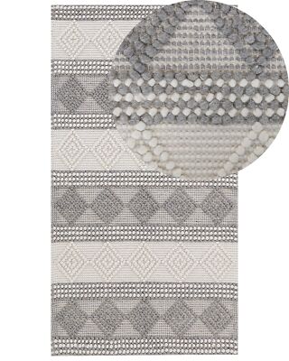 Teppich Wolle beige / grau mit geometrischem Muster rechteckig 80x150 cm Bozova