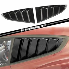 For Ford Mustang 2015+ Carbon Rear Window Blinds Quarter Louver Trim Cover Bezel