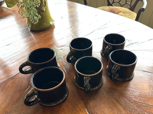 MCM Vintage DANSK COFFEE MUGS Rust Brown Stoneware Niels Refsgaard Set Of 6