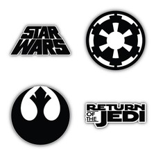 Star Wars Cartoon Set Of 4 Vinyl Sticker Decal - 5'' longer side ID:6