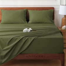 Luxury 100 Cotton Deep Pocket King Sheet Set - Breathable Green, Fits 18"-24" M