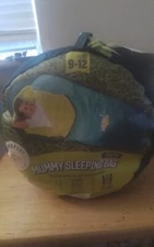 Firefly! Outdoor Gear Youth Mummy Sleeping Bag, Blue/Green (70 In. X 30 In.) NEW