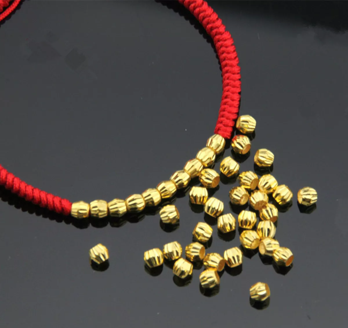 10pcs 999 Hot Sale Real 24K Yellow Gold Loose Beads Perfect 3mm Lucky DIY Beads
