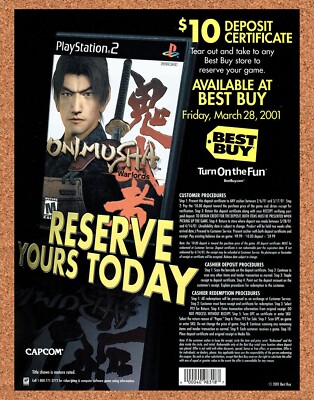 2001 Onimusha Warlords Best Buy Pre-Order Original Advertisement / Promo v2