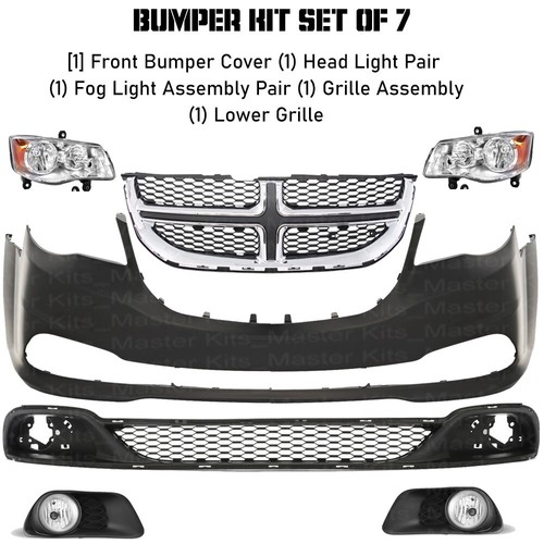 Front Bumper Cover & Grille Assembly For 2011-2020 Dodge Grand Caravan Ram C/V - Picture 2 of 14