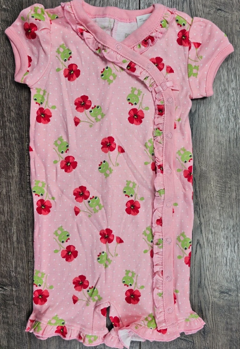 Baby Girl Clothes New Gymboree 6-9 Month Pink Poppy Friends Frog Romper