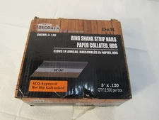Decorex Ring Shank Strip Nails Paper Collated 3" x .120 Box of 2500