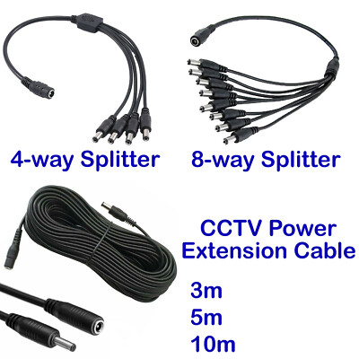 4 & 8 Wege CCTV DC Power Splitter Adapter Verlängerungskabel 12 V Netzteil Überwachungskamera