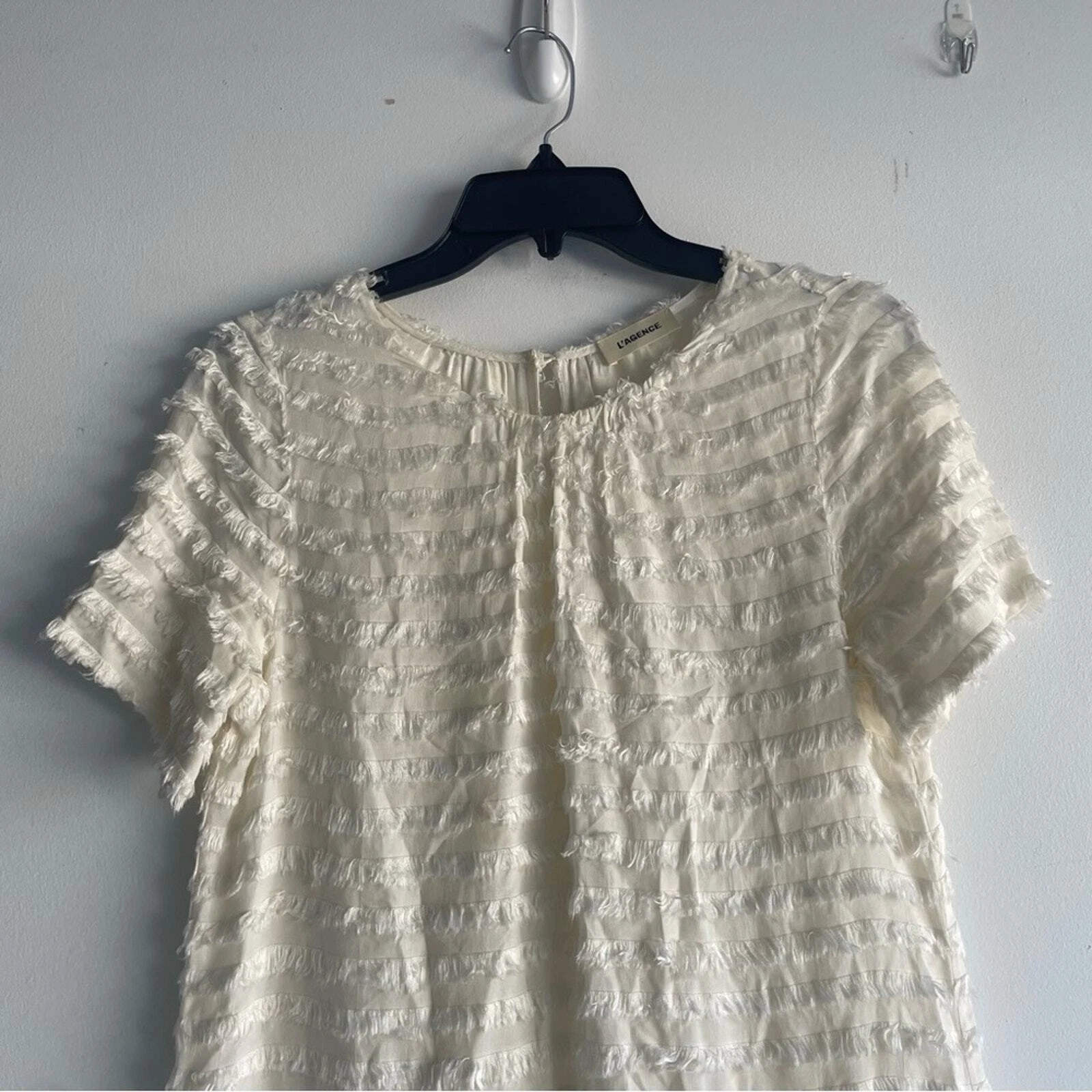 OFF WHITE Abito a tubino L'AGENCE 'Mika' con frange a righe bianco sporco 22367