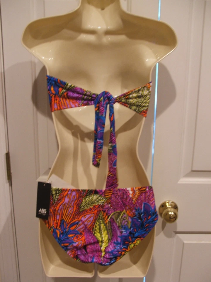 NUEVO CON ETIQUETAS ABS Print 2 piezas Sujetador y bikini traje de baño TOP TALLA 12 - INFERIOR - TALLA 10 Foto 3 de 4