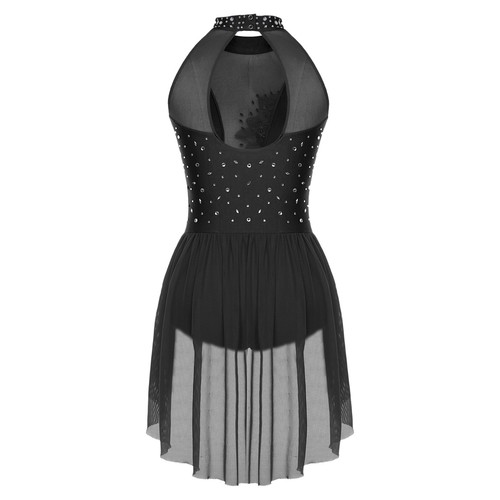 Lyrisches Tanzkleid mit Applikation für Damen unregelmäßig Tüllrock Turnanzug Tanzkostüm - Bild 24 von 86