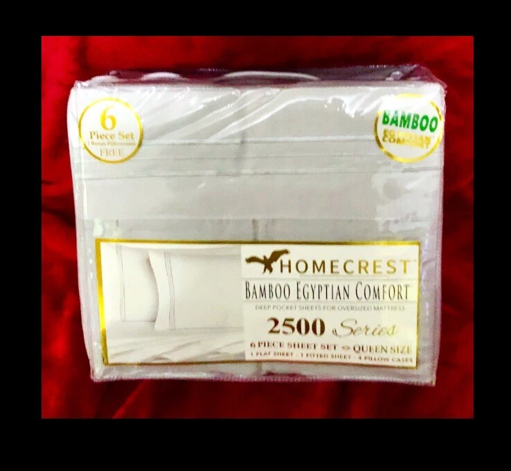 Homecrest Egyptian Comfort 2500 Series 6pc Sheet Set QUEEN, 100% Bamboo Viscose - Image 4 of 4