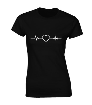 HERZSCHLAG LIEBE DAMEN T SHIRT EKG EKG SÜSS MODE SOMMER VINTAGE COOL TOP
