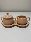 Homer Laughlin Fiesta Ware USA Pink Creamer Sugar w/Lid and Tray