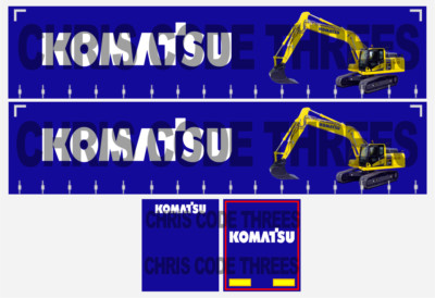 Code 3 selbstklebender Vinyl Anhänger Aufkleber - Komatsu - 1/50 1/76 1/148 1/87 1/64