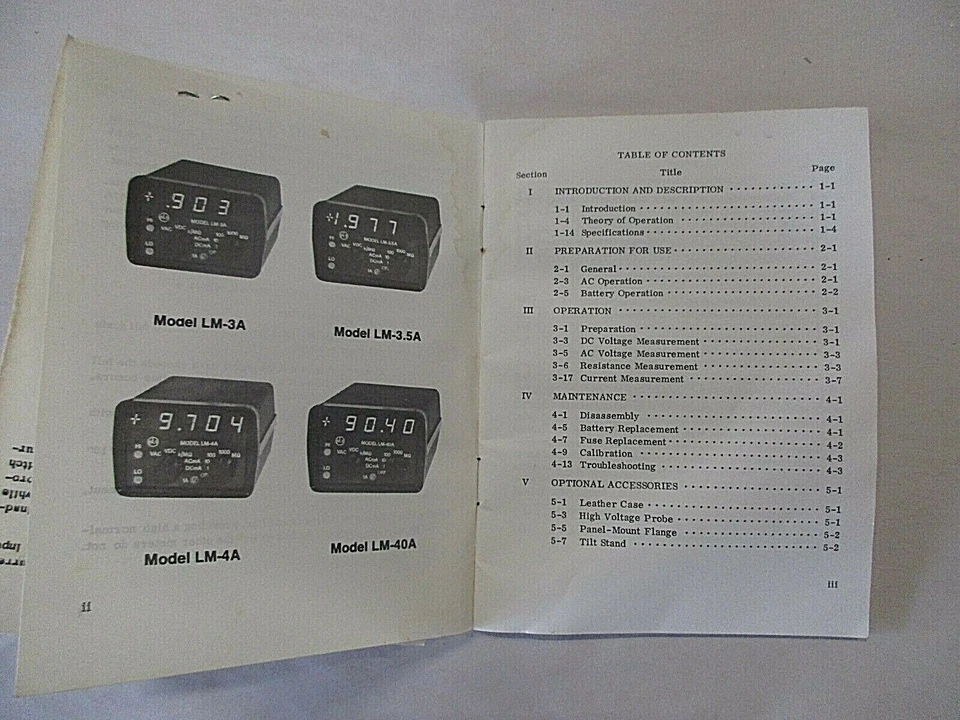 NON-LINEAR SYSTEMS LM SERIES DIGITAL MULTIMETERS INSTRUCTION MANUAL - Image 2 of 4