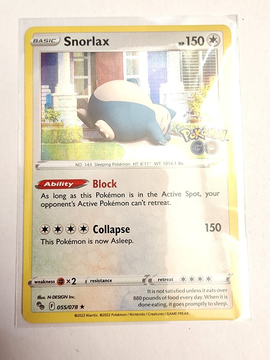 Snorlax Pokemon GO 055/078 Holo Rare Pokemon Card Mint NM