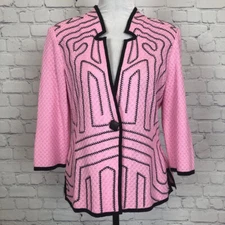 Ming Wang Pink Knit Cardigan Jacket Petite Size PXS