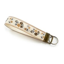 Embroidered Fabric Wristlet Keychain for Women, Cute Wrist Key Chain C-floral