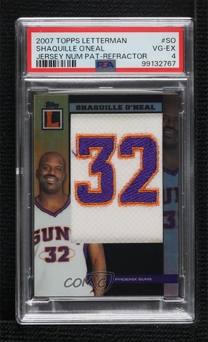 2007 Topps Letterman Jersey Number Refractor /5 Shaquille O'Neal PSA 4 Patch HOF