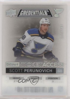 2021 Credentials Debut Ticket Access Acetate /249 Scott Perunovich #DTA-PE 1os2